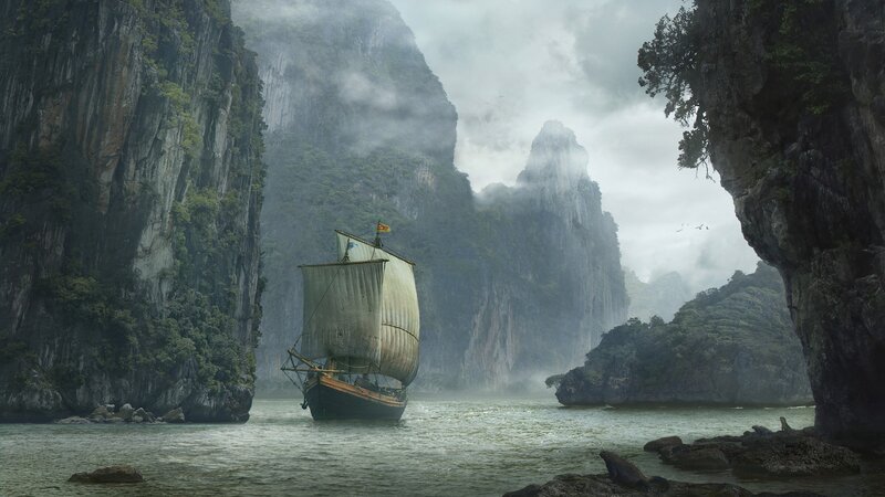 Sailboat in a Canyon
