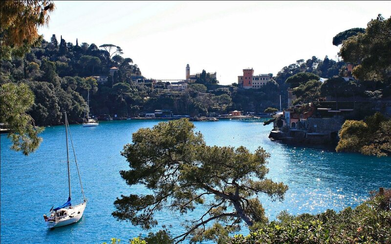 Sailboat in a coastal bay