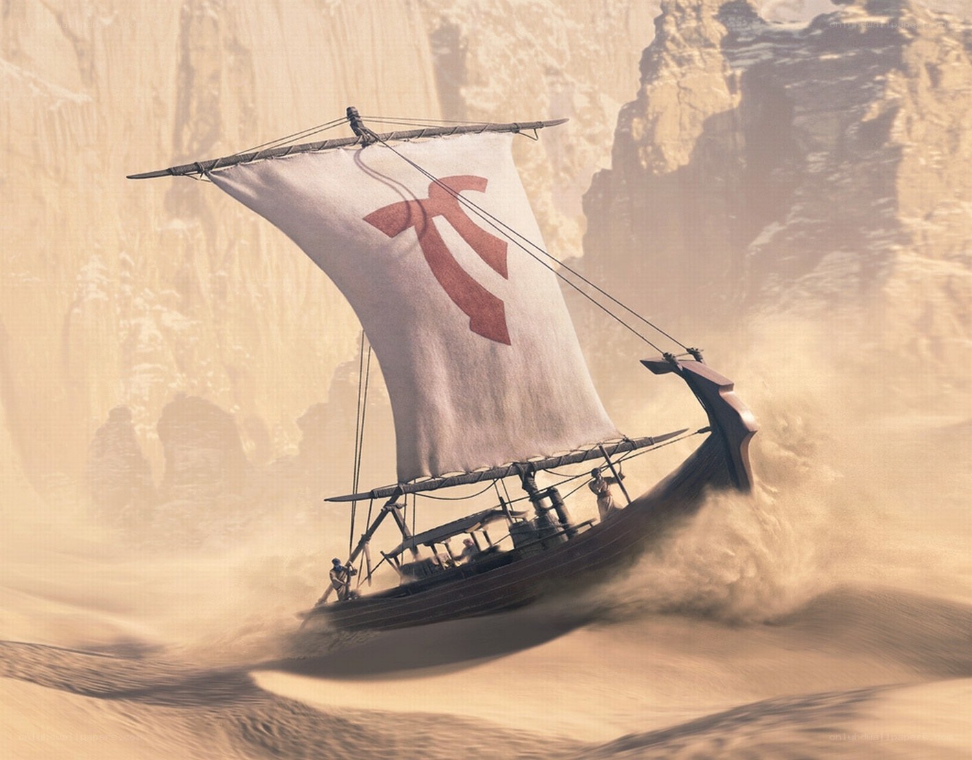 Sailboat in a desert