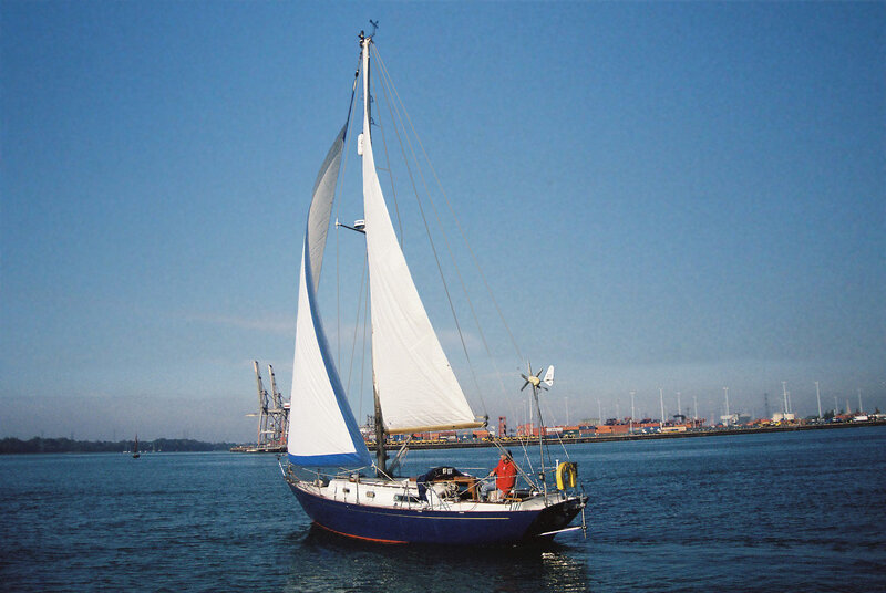 Sailboat in a harbor