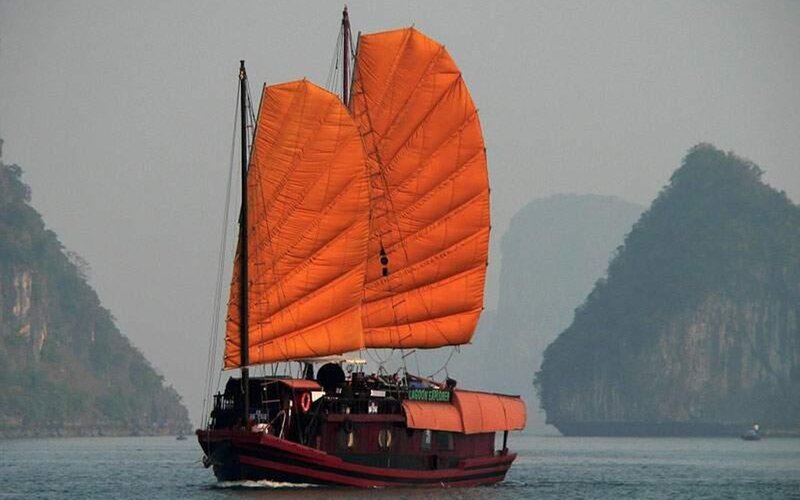 Sailboat in a scenic bay