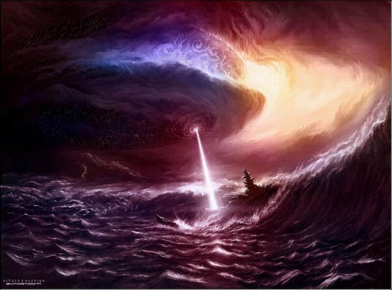 Sailboat in a stormy sea