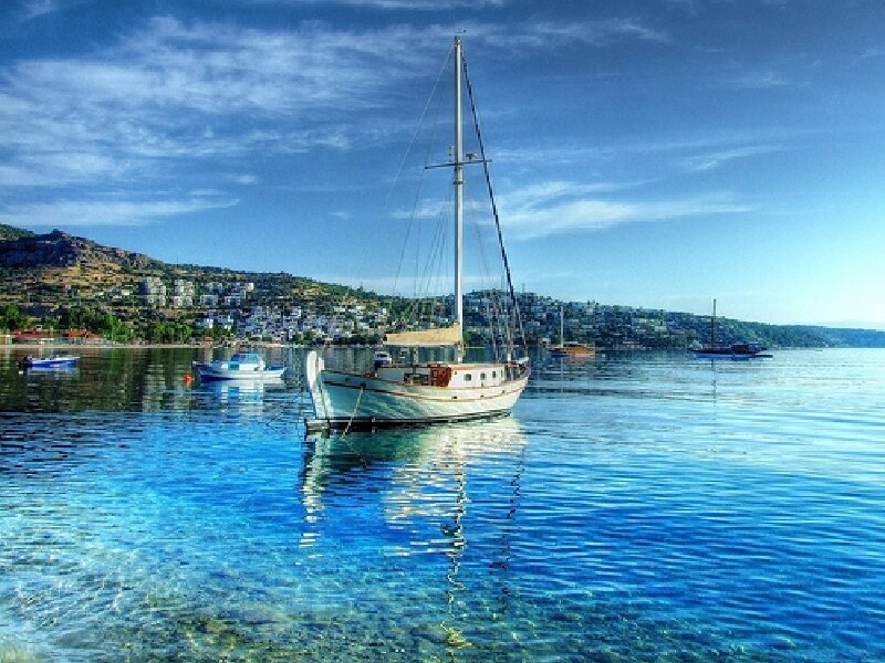 Sailboat in a tranquil bay