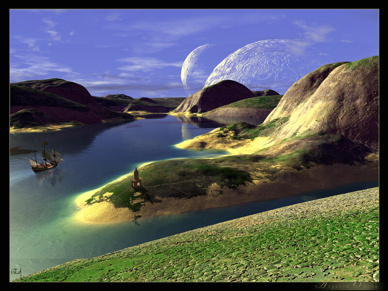 Sailboat in Alien Landscape