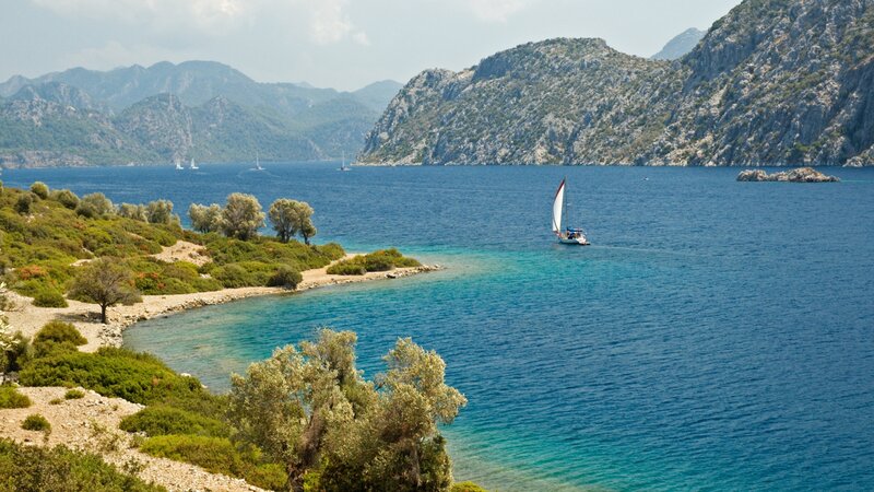 Sailboat in Blue Bay