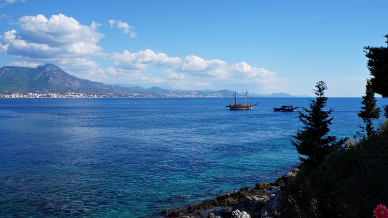 Sailboat in Blue Sea — Serene, Afternoon, Photograph