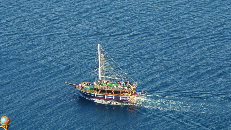 Sailboat in Blue Water — Serene, Afternoon, Photograph, People