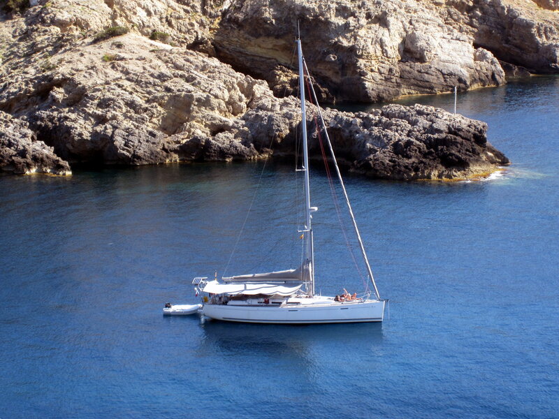Sailboat in Blue Water — Serene, Afternoon, Photograph