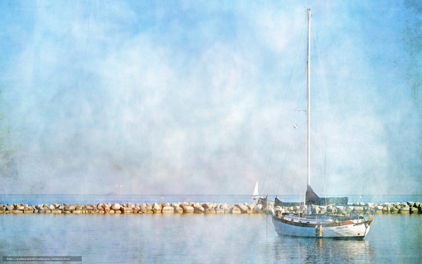 Sailboat in calm harbor