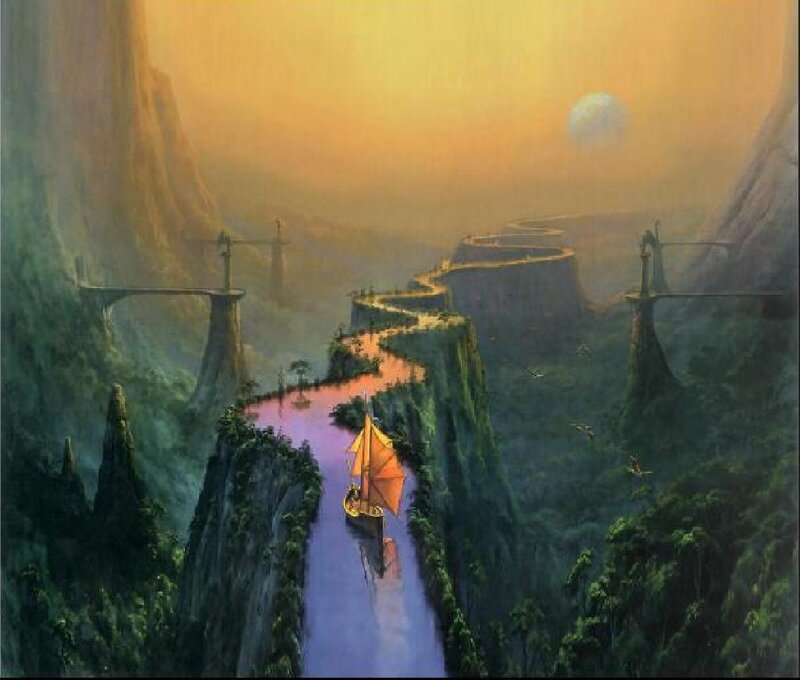 Sailboat in Canyon — Purple
