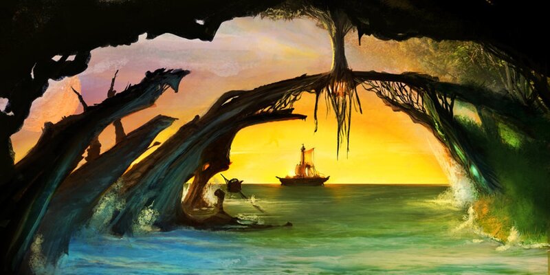 Sailboat in Cave Entrance
