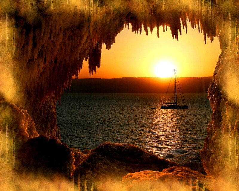 Sailboat in Cave — Orange