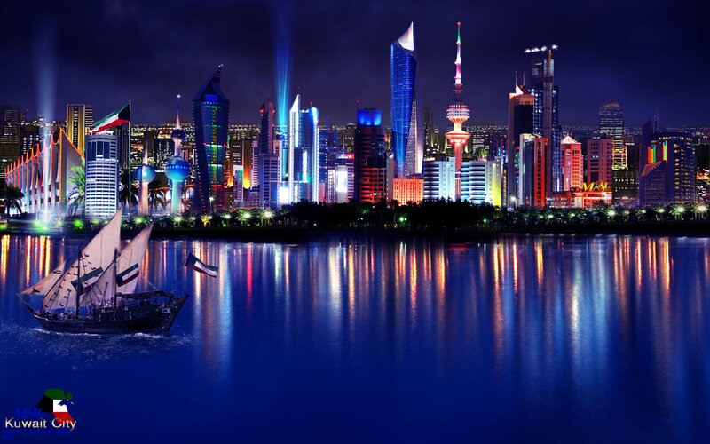 Sailboat in City Harbor — Blue