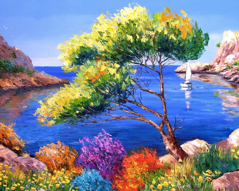 Sailboat in Coastal Cove
