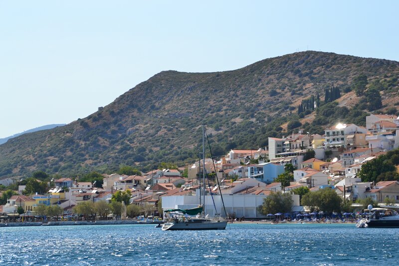 Sailboat in Coastal Town