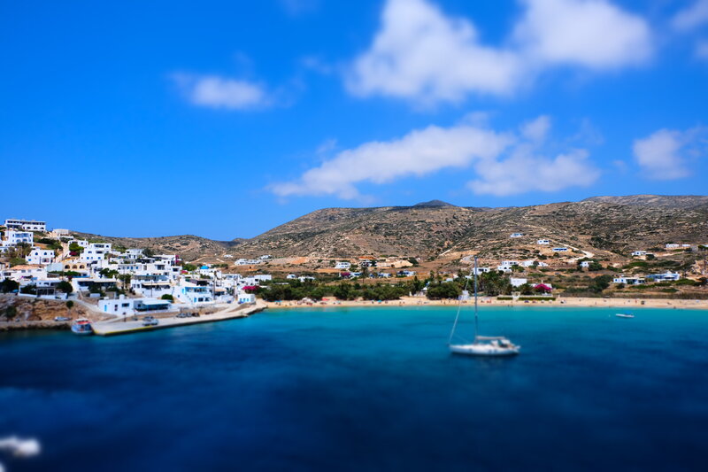 Sailboat in Coastal Village