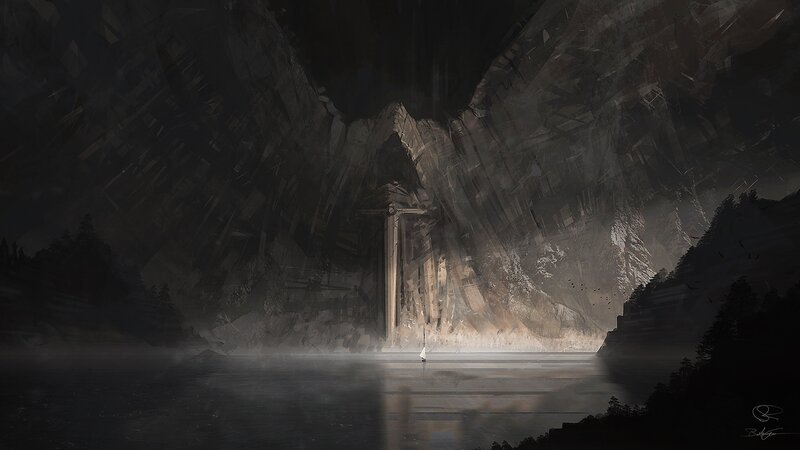 Sailboat in Dark Canyon