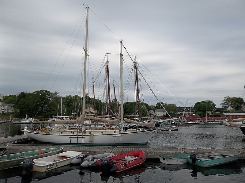 Sailboat in Harbor — Gray, Overcast