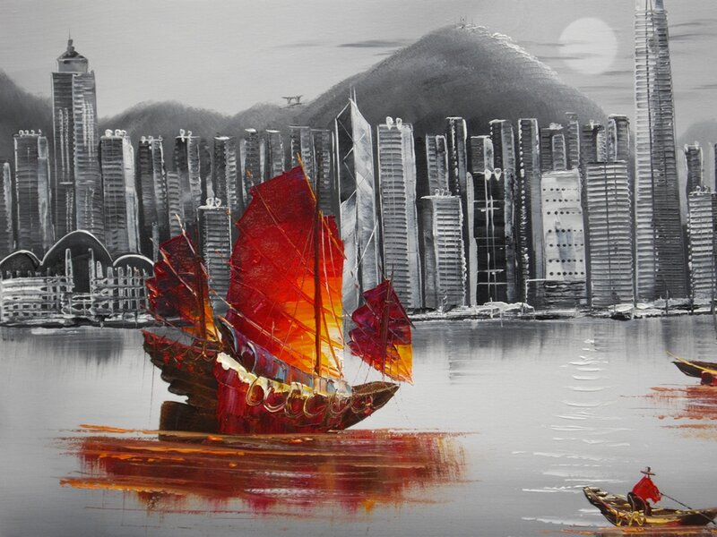 Sailboat in Harbor — Red