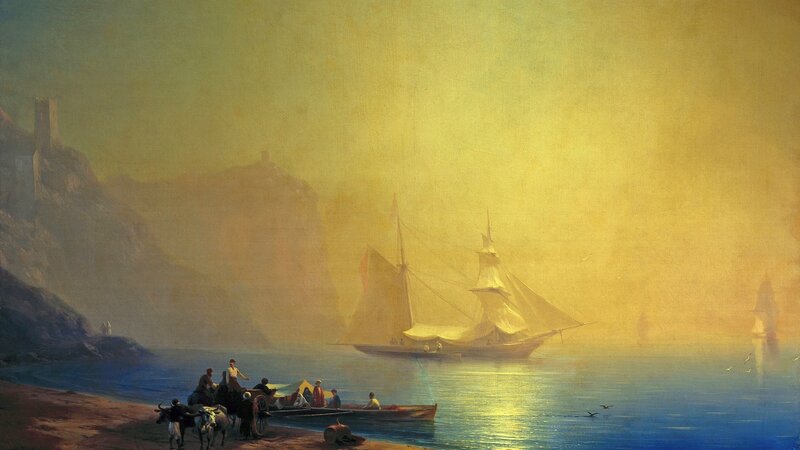 Sailboat in Harbor — Yellow