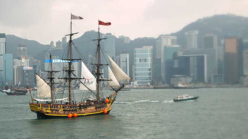 Sailboat in Hong Kong harbor