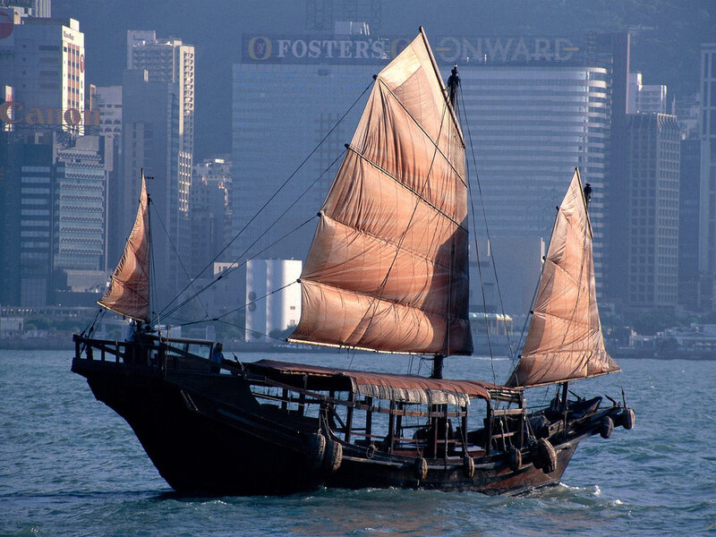 Sailboat in Hong Kong harbor