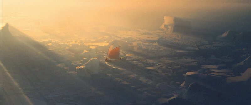 Sailboat in Ice Field — Orange