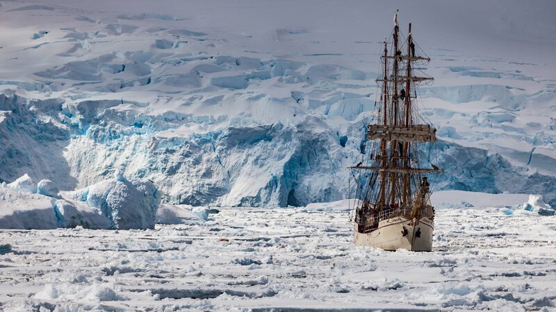 Sailboat in Ice — White, Cold