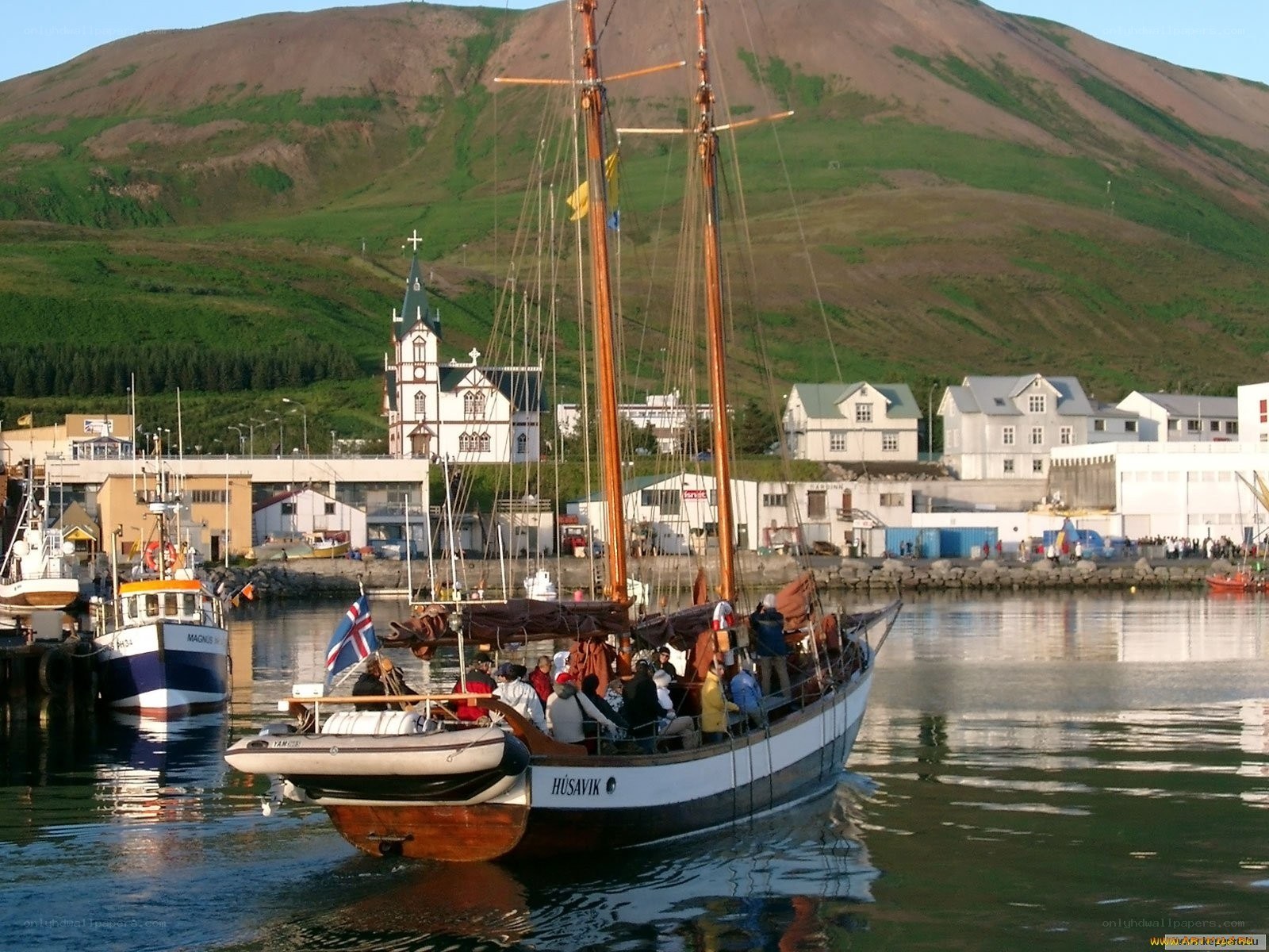 Sailboat in Icelandic harbor