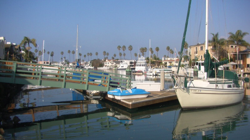 Sailboat in Marina — Blue, Calm, Afternoon, Photograph
