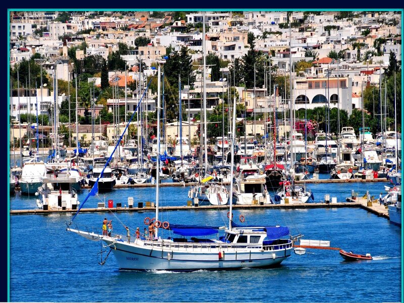 Sailboat in Marina — Blue