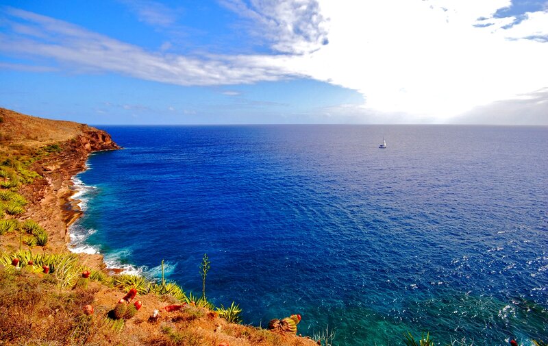 Sailboat in Ocean — Blue