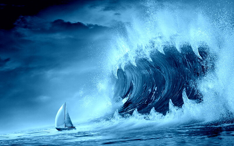 Sailboat in Ocean Wave