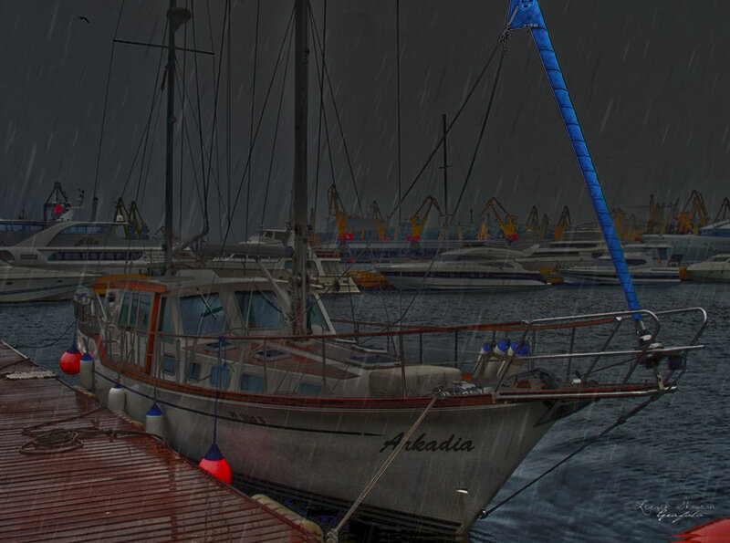 Sailboat in Rain