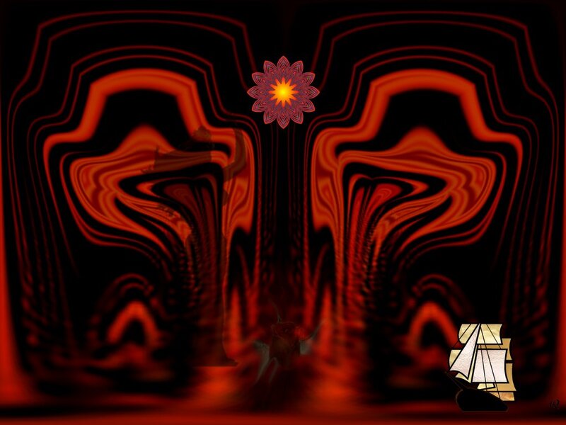 Sailboat in Red Tunnel