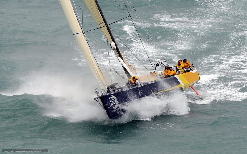 Sailboat in Rough Seas — Blue
