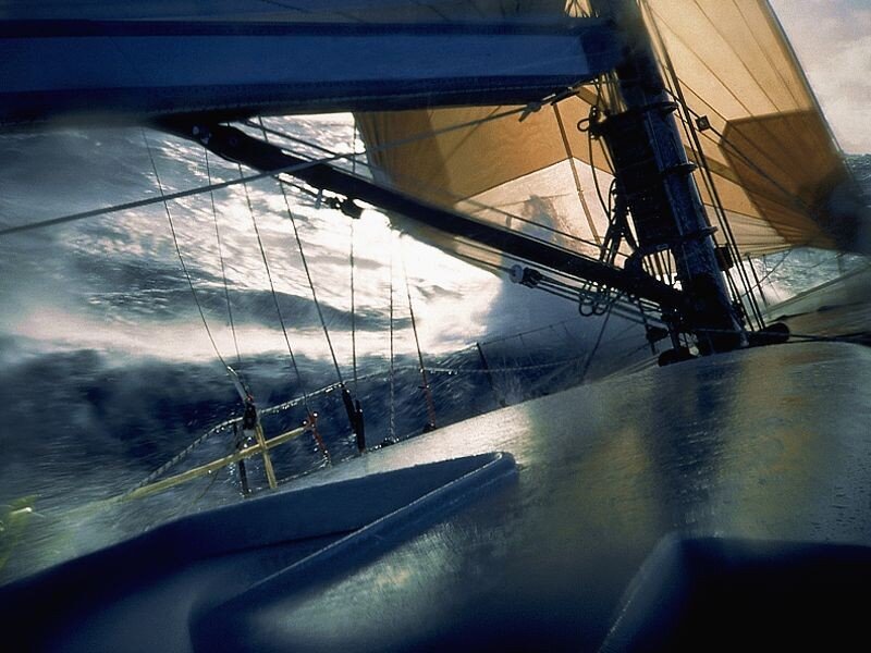 Sailboat in rough seas