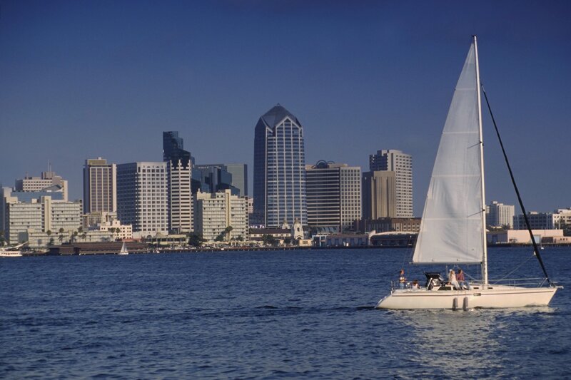 Sailboat in San Diego harbor