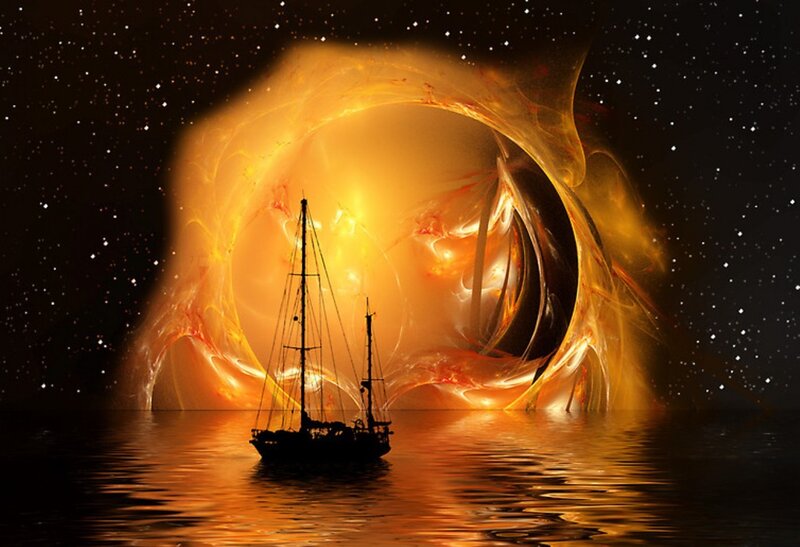Sailboat in Space — Orange