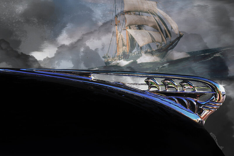 Sailboat in Storm — Black, Dramatic