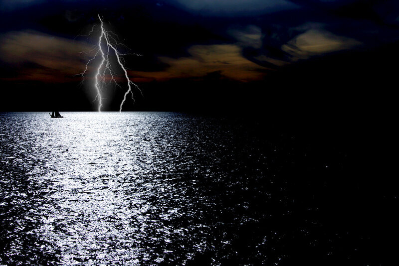 Sailboat in Storm — Black