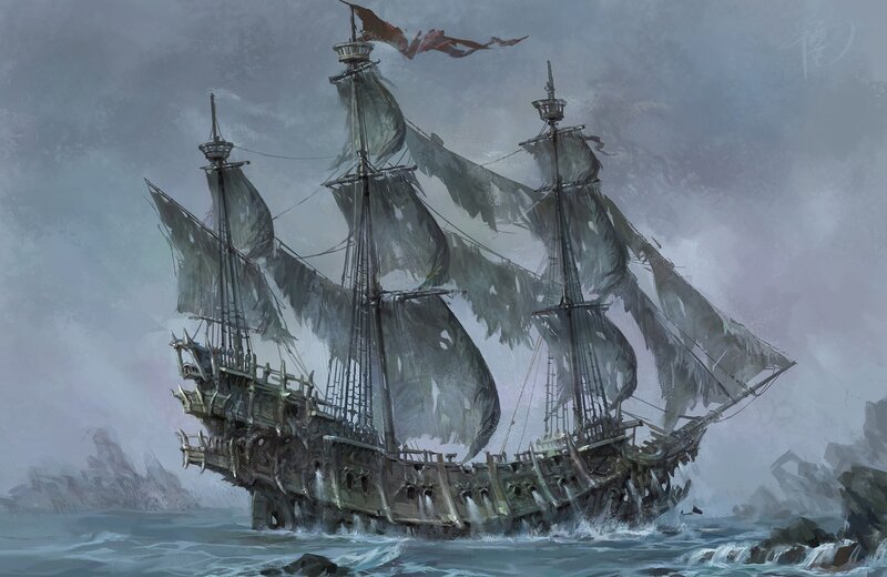 Sailboat in Storm — Gray, Dramatic, Digital Art, Sails, Sea