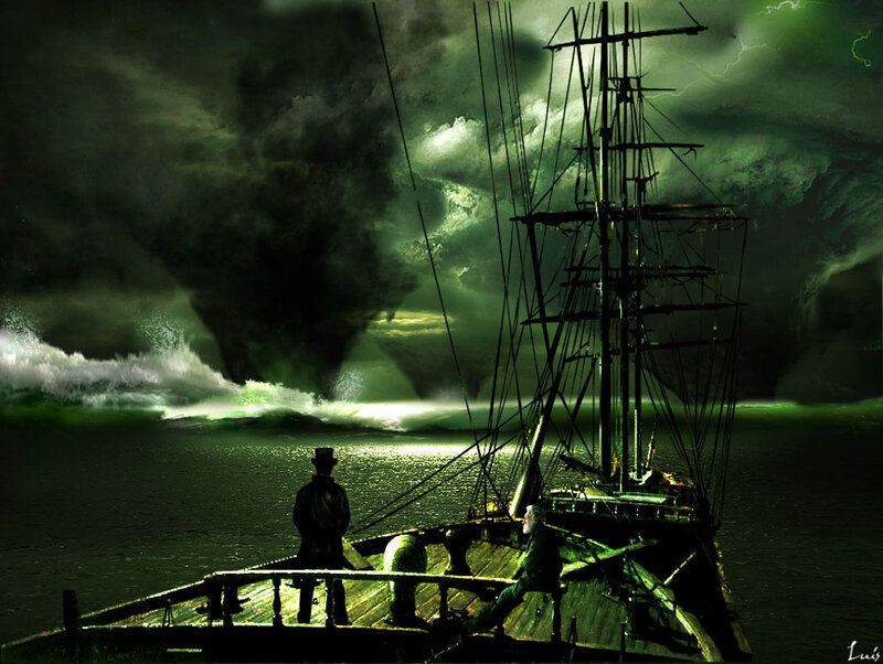 Sailboat in Storm — Green