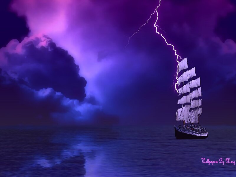 Sailboat in Storm — Purple