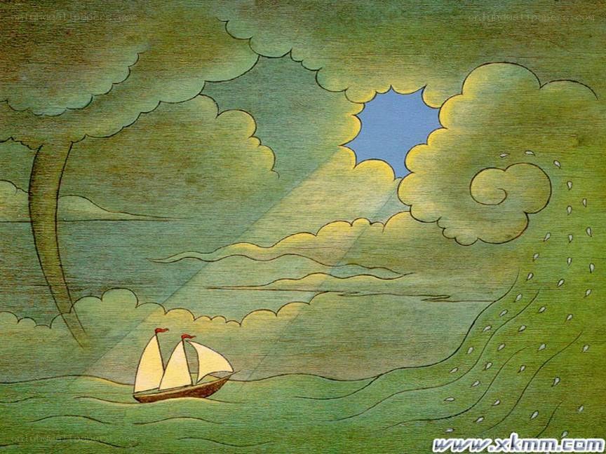 Sailboat in stormy sea