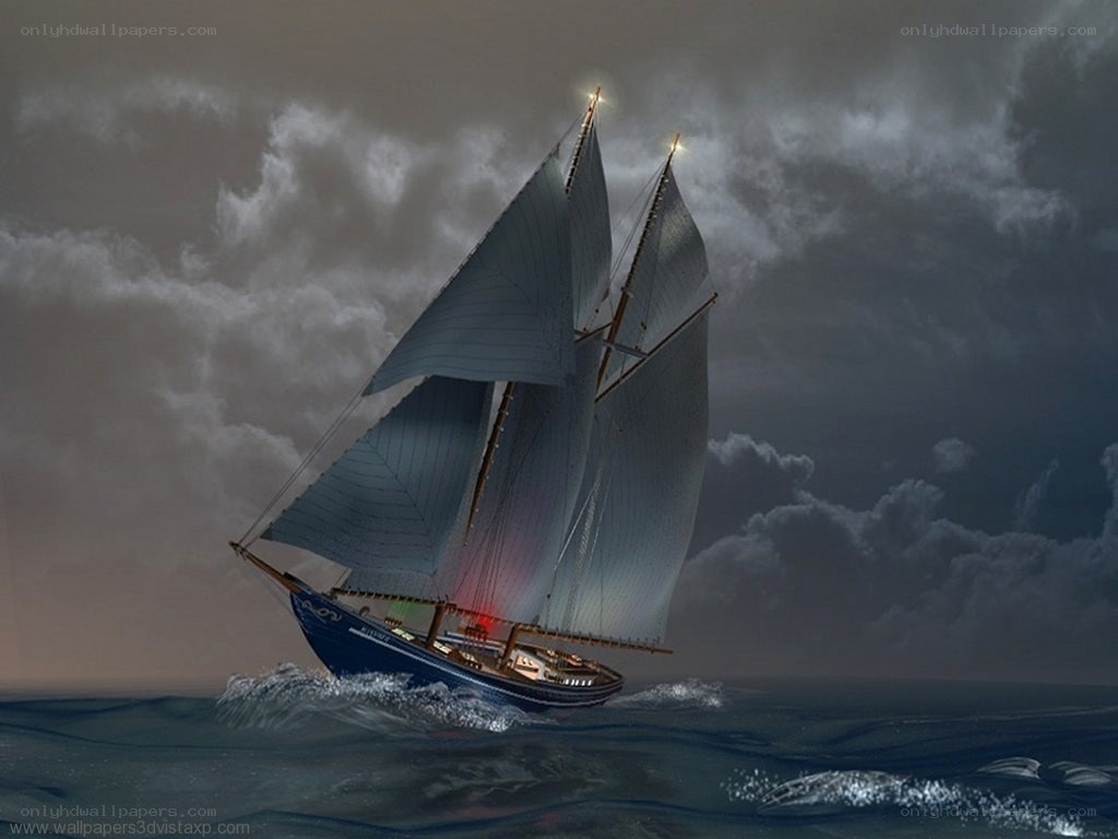 Sailboat in stormy sea