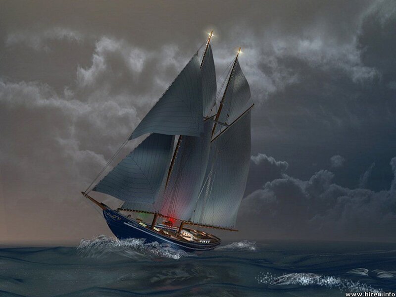 Sailboat in stormy sea