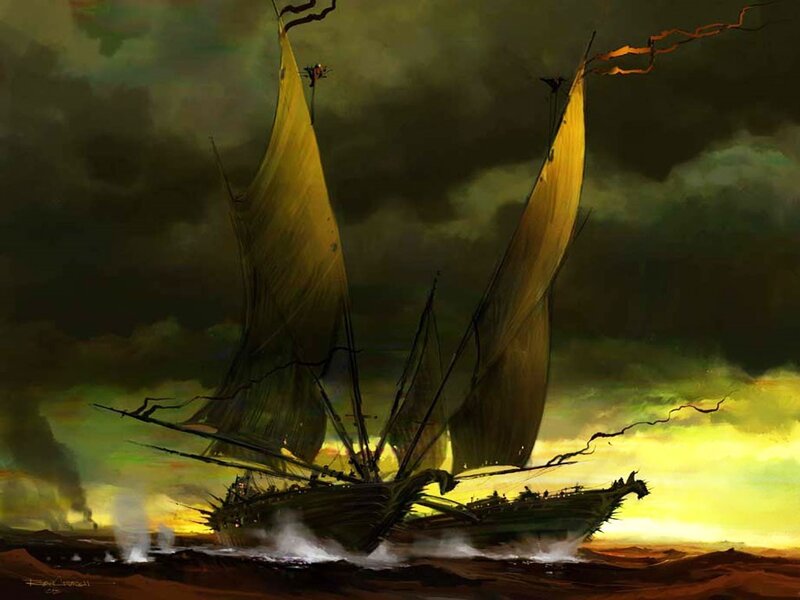 Sailboat in stormy sea