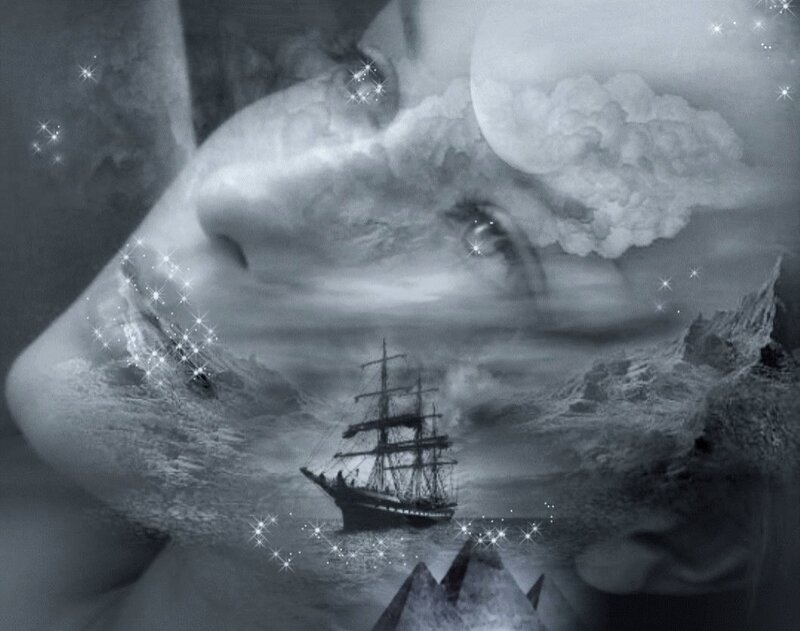 Sailboat in Stormy Sea — Gray, Dramatic, Night