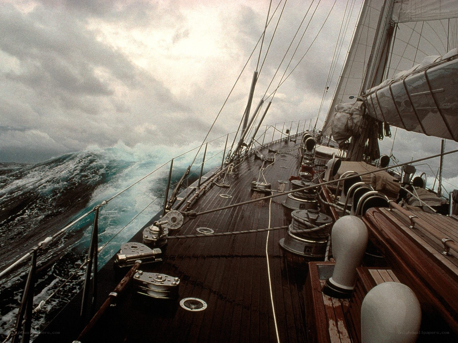 Sailboat in stormy sea